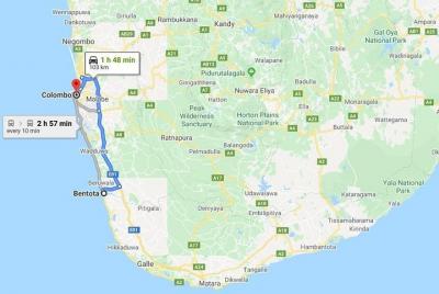 Traslado privado de la ciudad de Bentota a la ciudad de Colombo