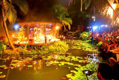 Espectacular espectáculo nocturno sobre el agua con cena buffet e