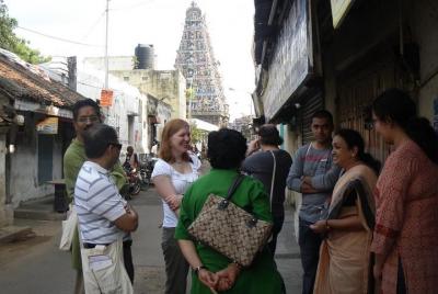 Tour privado a pie por el sendero del pavo real en Mylapore Tour privado a pie por el sendero del pavo real en Mylapore