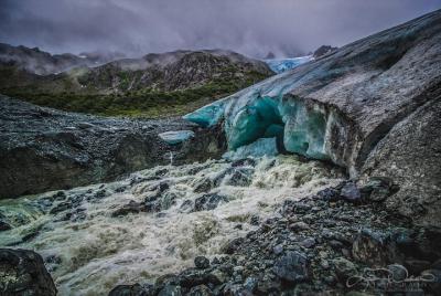 Aterrizaje de helicóptero en glaciar