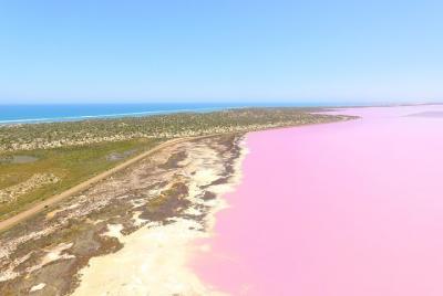 Vuelo panorámico de Pink Lake + Islas Abrolhos