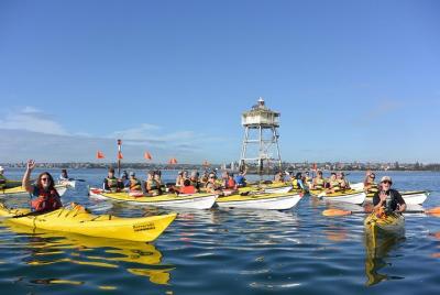 Excursión guiada en kayak Sunset en la isla de Rangitoto de Auckl