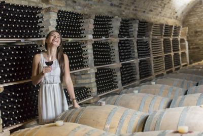 Experiencia de vino y comida en la bodega en el campo del lago de Experiencia de vino y comida en la bodega en el campo del lago de