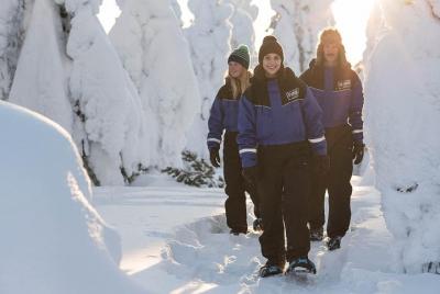 Raquetas de nieve en el desierto del Círculo Polar Ártico