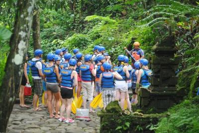Experiencia de rafting en aguas bravas de Ubud con swing de Bali