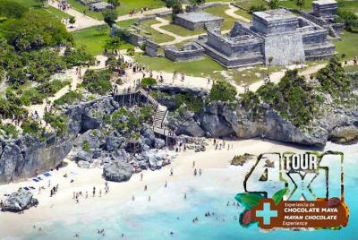 4X1 Tulum y Coba con Cenote, Playa del Carmen y Pueblo Maya