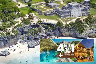 4x1 Tulum y Coba con Cenote, Playa del Carmen, Pueblo Maya Todo I