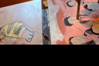 Pintar una escena de San Miguel con un artista