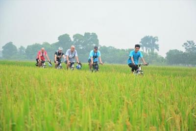 Excursión de día completo a E-Bike en las afueras de Hanoi con almuerzo y guía