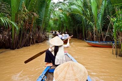 Excursión de un día al delta del Mekong con clase de cocina y visita al mercado flotante de Cai Be