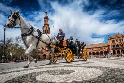 Paseo en coche de caballos y visita a pie privados por Sevilla Paseo en coche de caballos y visita a pie privados por Sevilla