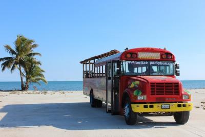 Harvest Caye Party Bus Extravaganza con playa (charter privado)