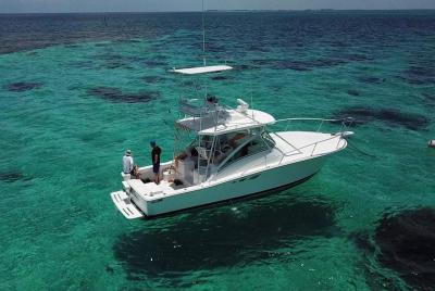 Charter privado de 32 pies Express Cruiser. Stingay City, snorkel en los arrecifes de coral