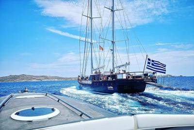 Mykonos: crucero en yate superior a la isla Rhenia y visita guiada de Delos