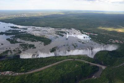 25 minutos de vuelo panorámico en helicóptero sobre las cataratas Victoria y Safari Game Drive
