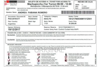 Boleto Oficial Machupicchu  Boleto Oficial Machupicchu